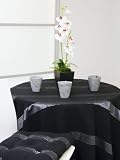NAPPE RONDE 180 cm LYAM NOIR Jacquard Rayures Brillantes Argentées