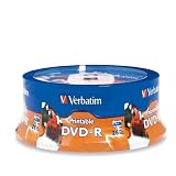 Verbatim 96191 47 GB up to 16x White Inkjet PrintableHub Printable Recordable Disc DVD-R 25-Disc Spindle
