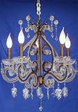 5 Lites Antique Gold Iron Chandelier With Crystals