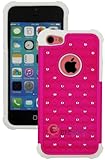myLife (TM) Hot Pink + White Rugged Diamond Style 3 Layer (Hybrid Flex Gel) Grip Case for New Apple iPhone 5C Touch Phone (External 2 Piece Full Body Defender Armor Rubberized Shell + Internal Gel Fit Silicone Flex Protector + Lifetime Waranty + Sealed Inside myLife Authorized Packaging Only) 