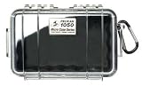 Pelican 1050 Black Clear Micro Case with Clear lid and Carabiner