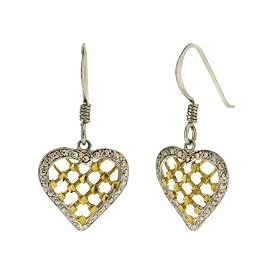 Heart Shape Ear-Wire Earrings In 14K Yellow Gold Plating in Sterling Silver