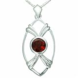 1.75 CaratsGenuine Round Garnet Sterling Silver Pendant Necklace