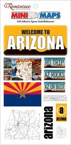 Mini Maps Self-Adhesive Epoxy Embellishments, 10/Pkg: Arizona