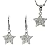 Diamond Cubic Zirconia Pave Star Platinum Overlay CAREFREE Sterling Silver Pendant Necklace and Drop Earrings Set