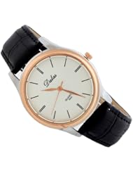 Sotijobs Lovers Men Women PU Leather Band Big Dail White Face Analog Quartz Wrist Watch Black