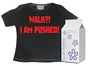 Walk?! I Am Pushed! Baby & Toddler Funky Baby Clothing T-Shirt Sizes 12-18 months WHITE/BLACK in funky Milk Carton