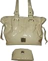 Dooney & Bourke Patent Leather Small Chiara Tote Bag Handbag with Matching Cosmetic Case ~ Cream (Winter White)