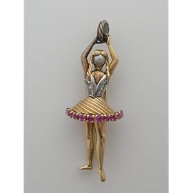 Circa 1940 18k Yellow Gold French Ballerina Pin by