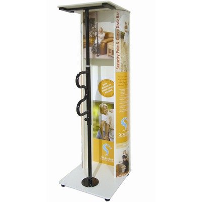 Security Pole & Curve Grab Bar with Optional Extension Pole Color: Black