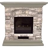 IMAGE OF Electric Fireplace with Mantel and Multicolor Stone Facade - 5115 BTU, Model# POLY-0232