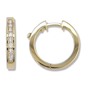 1/2 Carat Channel Set Diamond Earrings in 14k Yellow Gold (with Safety Lock)