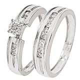 1/4 CT. T.W. Round Cut Diamond Women's Bridal Wedding Ring Set 10K White Gold - Size 7