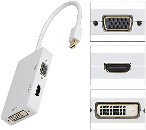 SERVISE4U 3 in 1 Gold Plated Mini DisplayPort Thunderbolt to HDMI/DVI/VGA Display Port Cable Adapter for Apple Mac Book MacBook Pro MacBook Air Mac mini, Microsoft Surface Pro &amp; Pro 2 3
