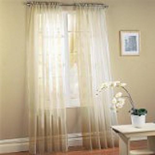 Onestopshop's Ivory Beige Cream Off White Voile Sheer Panel Drape Curtain for Your Window Fully Stitched and Hemmed 55x84"