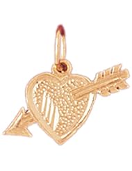 Dazzlers Solid 14k Gold Heart Cupid Arrow Charm Pendant Available in three colors from jewelsberry (weights: 0.8 grams only)