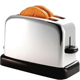 Pretend Play Modern Toy Toaster with Chrome Finish for Children by Pretend Play