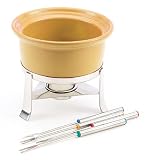 Chantal 3 Cup Ceramic Fun Fondue Set, Semi Gloss Curry Yellow