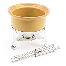 Chantal 3 Cup Ceramic Fun Fondue Set, Semi Gloss Curry Yellow by Chantal