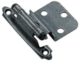 Amerock BP7128-WI 3/8-Inch Inset Face Mount Self Closing Hinge, Wrought Iron, 2-Pack