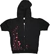 Emily the Strange juniors Black Short Sleeve Pink Poppy Hoodie