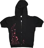 Emily the Strange juniors Black Short Sleeve Pink Poppy Hoodie