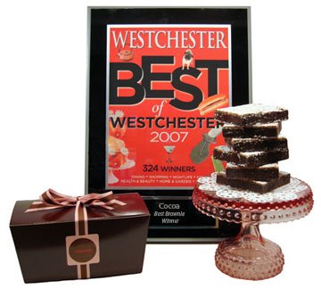 Brownie Box: 8 of cocoa's award winning brownies in a ribbon wrapped brown box by cocoa
