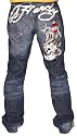 ED HARDY by Christian Audigier Mens Jessica Wash Denim Tattoo NYC Jeans 34" Inseam