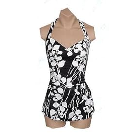 It Figures! Hip Hider Collection Leafy Print H-back Sarong Swimsuit RETAIL VALUE $110