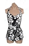 It Figures! Hip Hider Collection Leafy Print H-back Sarong Swimsuit RETAIL VALUE $110