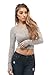 Brush Knit Long Sleeve Crop Top (Small, HeatherGrey)