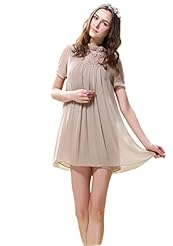 Knee Length Satin/Silk Pleated Draped  Piping Applique Shift  Dress With Rhinestones