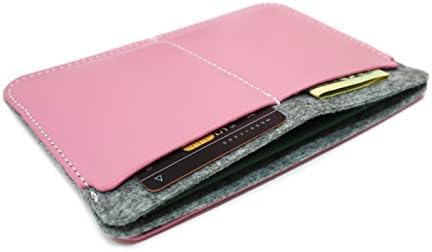 JAMCRAFT® Eclair.0 Passport Holder Genuine Leather and Wool Felt with 2 Slots, 1 Pocket and 1 Wing Pocket Light Weight 1.35 Ounces Pink