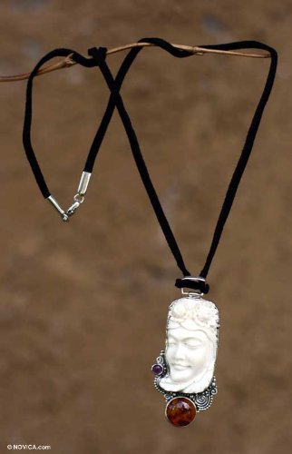 Amber and amethyst pendant Sweet Dreams