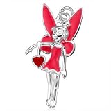 Sterling Silver Pink Tinkerbell Heart Charm