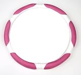 White Ergonomic Style w/ Pink Memory Foam Car Truck SUV Steering Wheel Cover - Small