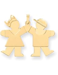 14k Solid Engravable Girl on Left & Boy on Right Charm