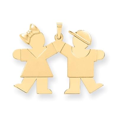 Cheap Girls Jewelry 14k Yellow Gold Solid Engravable Girl on Left & Boy on Right Charm For Sale Cheap Girls Jewelry 14k Yellow Gold Solid Engravable Girl on Left & Boy on Right Charm For Sale
