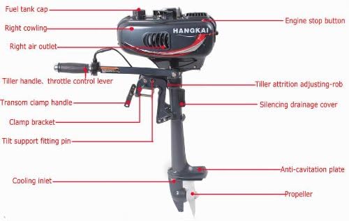 HANGKAI Outboard Motor 3.5 HP 2 Stroke Inflatable Fishing Boat