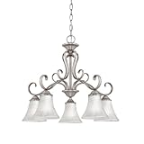 Quoizel DH5105AN Duchess 5-Light Chandelier with Grey Marble Glass, Antique Nickel