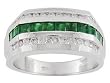 14K White Gold Man's Emerald and Diamond Ring