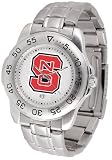 North Carolina State Wolfpack Suntime Mens Sports Watch w/ Steel Band - NCAA College Athletics