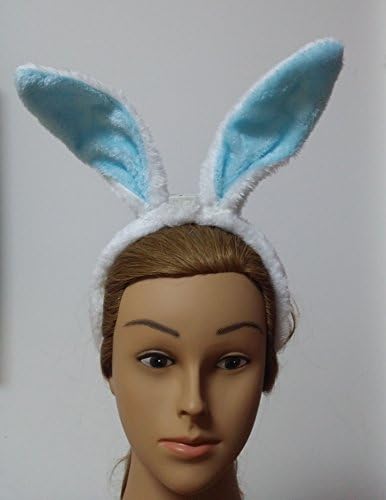 Deepon Creative Luminous Light Illuminated Christmas Party with Plush Bunny Ears Headband Tiara Headband Christmas Decorations Christmas Show Supplies Rabbit Ears Headband (blue+white)