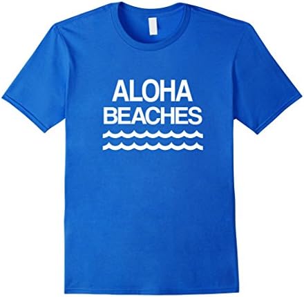 Men's Aloha Beaches Shirt - Hawaiian Hawaii Summer Beach shirt top Medium Royal Blue