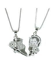 Sterling Silver 2 Part Breakable "Big Sis / Lil Sis" Heart Pendant with TWO 18" Chain Necklaces