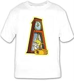 T-shirt with timepiece, clock, basket, mouse, viewing