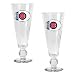 Chicago Cubs Oval Logo 2 Piece Pilsner Glass Set with Baseball on Stem
