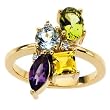 14K Yellow Gold Multi Gemstones and Diamond Ring