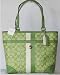 Coach Heritage Stripe Signature Shopper Bag Tote Lime Green