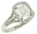 Cushion Cut and Pave Diamond Engagement Ring 1.36cttw